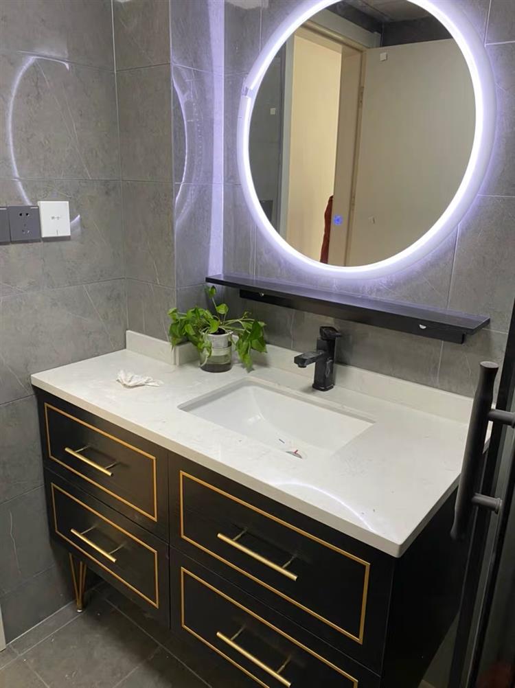 定制轻奢浴室柜组合大理石台面切角洗漱台盆柜