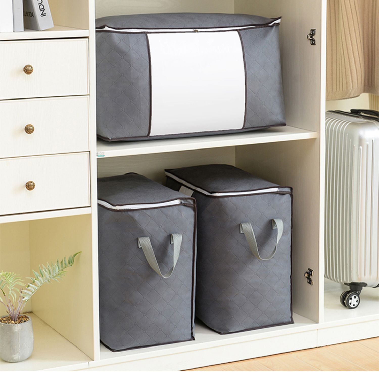 致源可视窗无纺布衣服收纳袋家用装棉被子整理袋旅行衣物大袋子行李袋