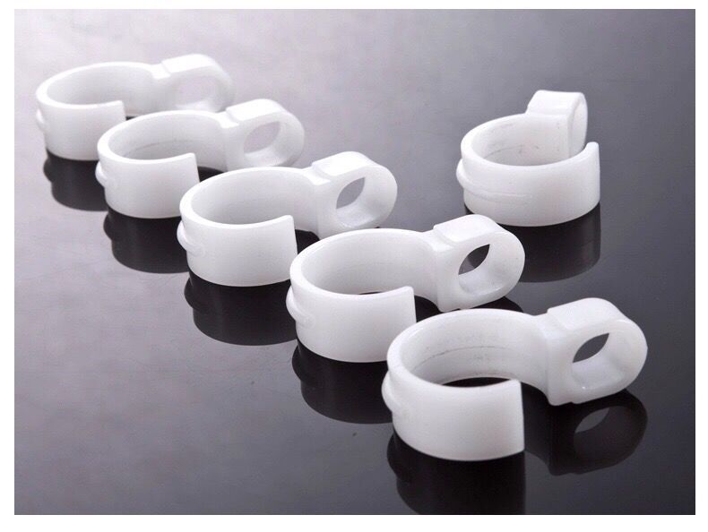 白色小号10只装塑料挂钩阳台晾衣架不锈钢圆管卡扣室外晾衣杆衣服防风