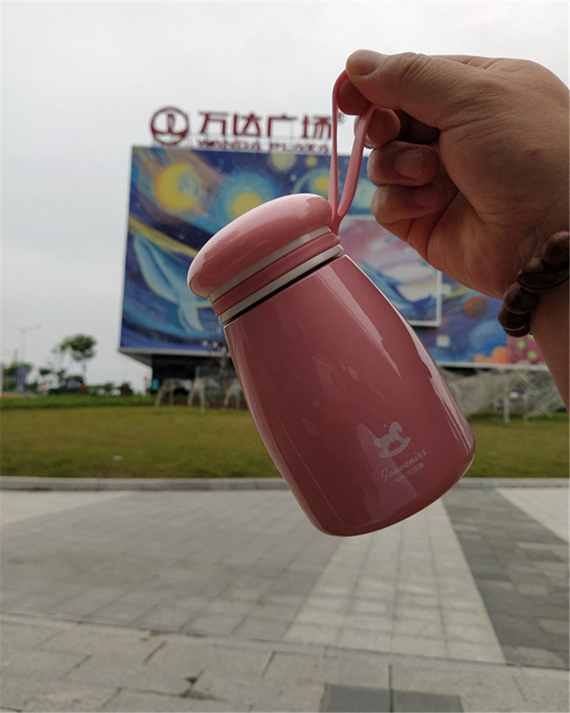 匡迪华象保温杯男女学生韩版儿童小巧可爱迷你日式304不锈钢水杯玫
