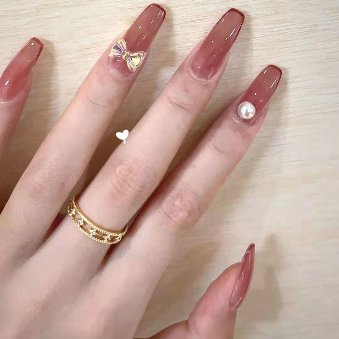 《甲片手工光疗甲指甲贴片显白法式美甲贴片成品可拆卸穿戴甲片 黛