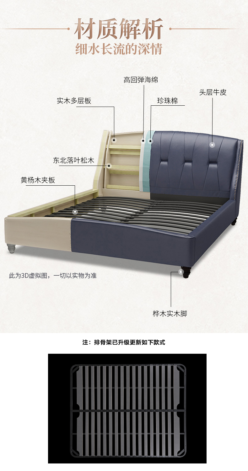 顾家家居简约美式真皮床轻奢软床18米真皮床主卧89230天发货