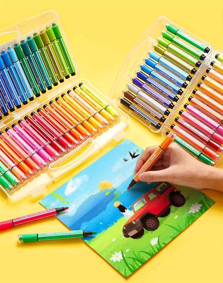 彩笔4绘画带印章24儿童36可水洗小学生套装画画笔水彩笔12|36色软头圆
