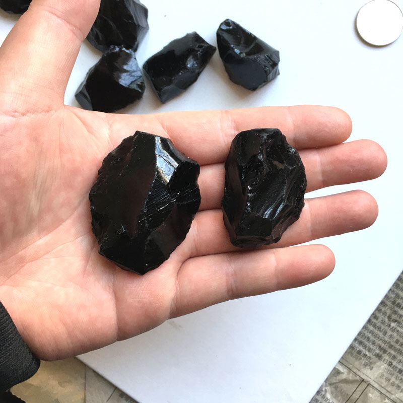 《天然大块黑曜石原石毛料矿石标本摆件镇宅辟邪能量石鱼缸花盆造景