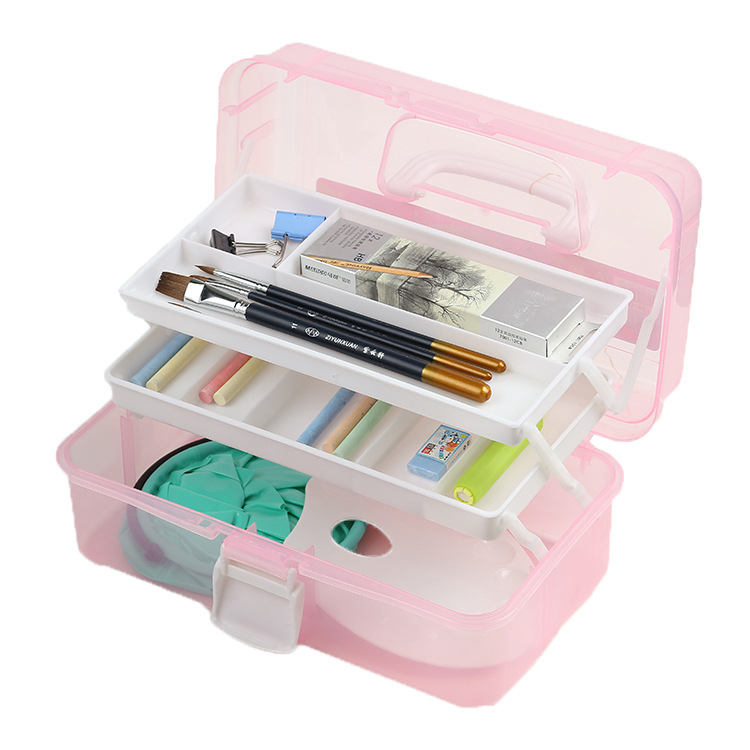 定做学生画画箱美术工具箱多功能画箱大号三层颜料箱手提式学生画箱