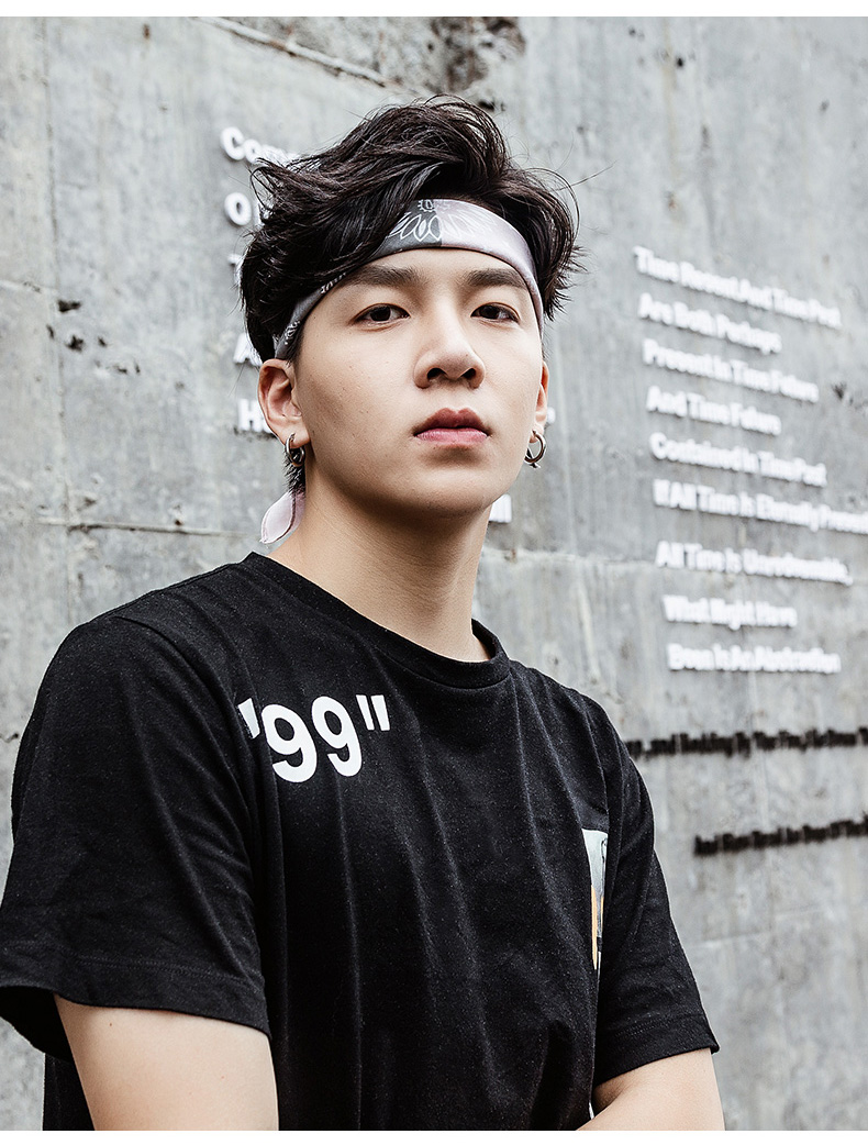 头巾男嘻哈街舞纯棉个性韩版潮运动吸汗男士简约古风护额发带头饰