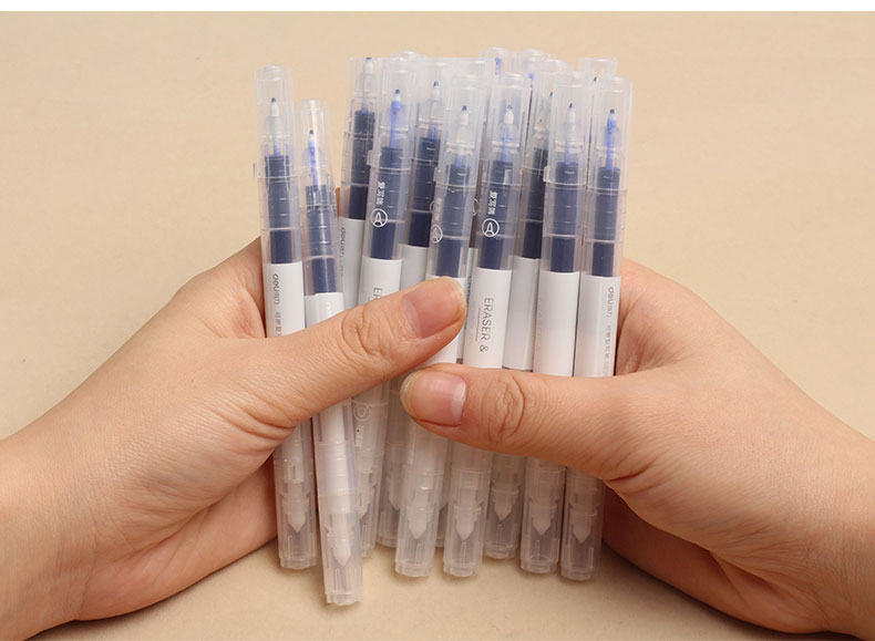 得力delis626消字笔10支魔笔复写笔小学生用一头可擦一头复写无痕可擦