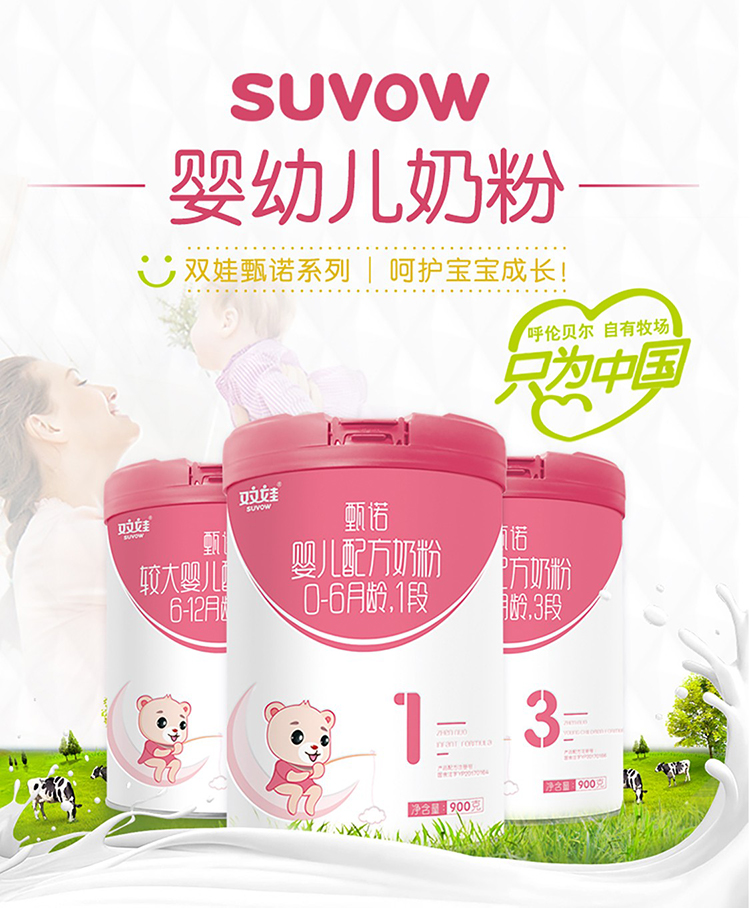 双娃甄诺较大婴儿配方奶粉2段800克612个月