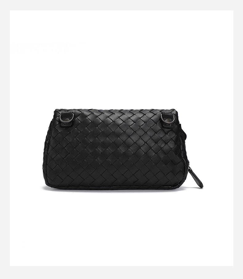 bottega veneta 宝缇嘉 bv 2020新品 女士羊皮编织链条单肩斜挎包黑色
