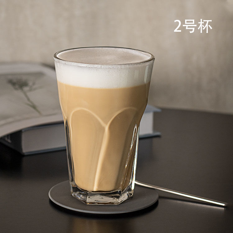 利比玻璃杯家用喝水杯耐高温防爆加厚玻璃杯子八角杯必胜客奶茶杯5号