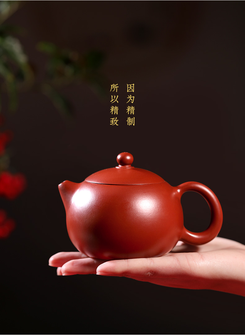 紫砂壶宜兴名家纯手工原矿大红袍朱泥西施茶壶全手工家用紫砂茶壶国泰