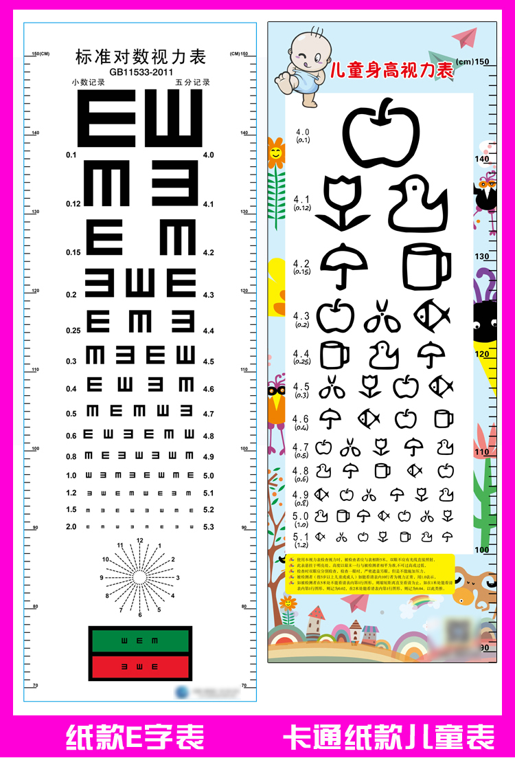 乐晖启翼创意礼品34bxktgc 视力表挂图儿童家用卡通版e字c型视力测试