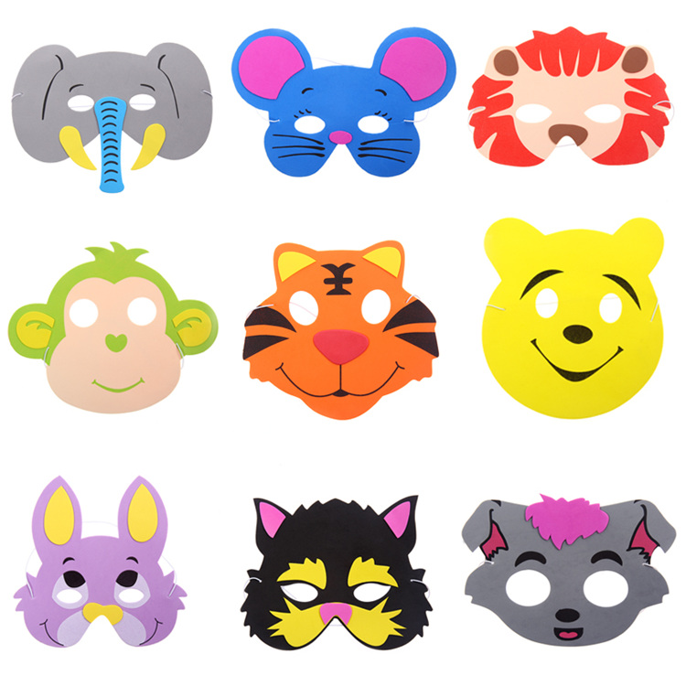 美帮汇圣诞eva儿童卡通动物面具幼儿园角材料游戏童话表演动物头饰20