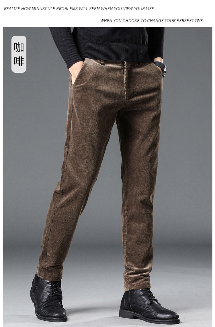 灯芯绒男式休闲裤秋冬款青年韩版潮流条绒男士休闲裤修身直筒裤