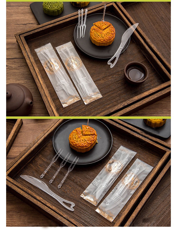 一次性中秋月饼蛋黄酥水果蛋糕点刀叉独立包装1刀4叉零售