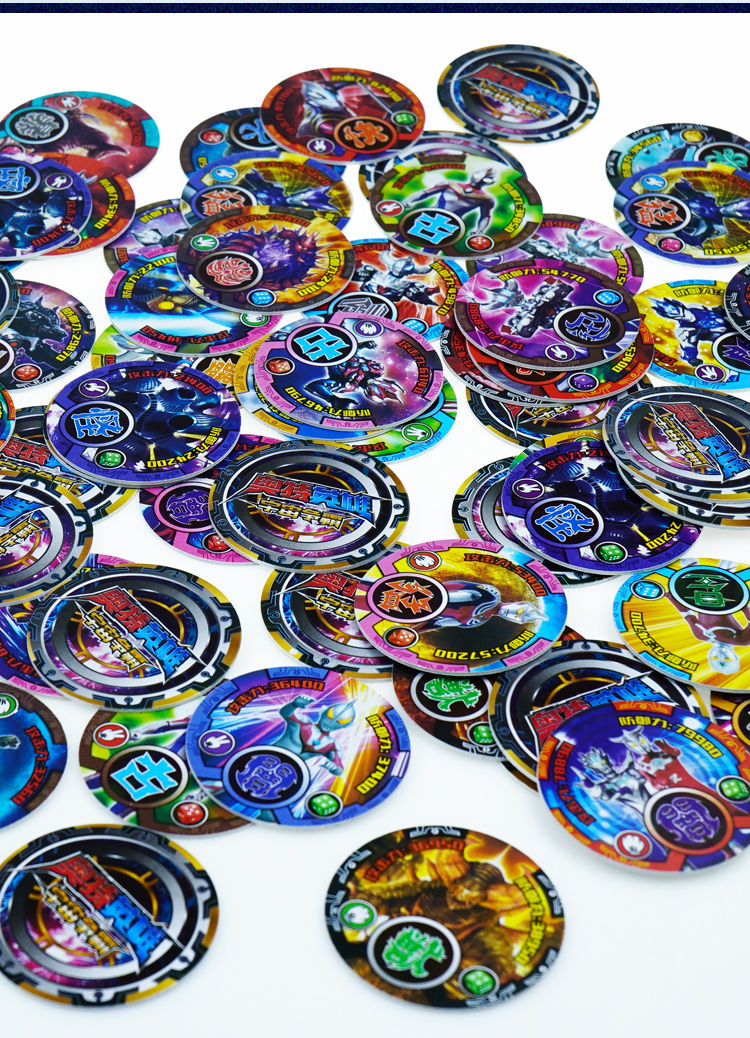 正版罗布奥特曼战斗币加厚防水塑料圆卡圆形游戏卡牌儿童玩具卡片