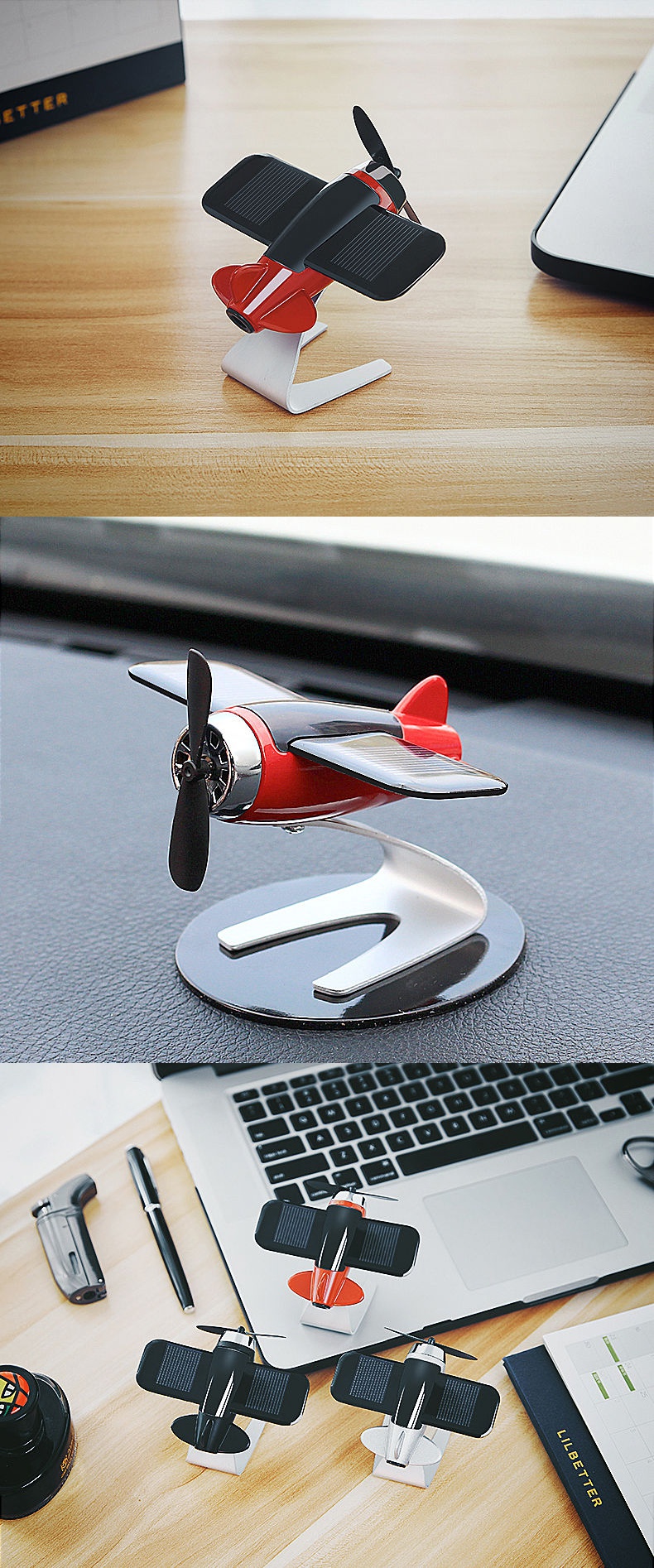 太阳能飞机车内饰品摆件个性创意车载中控台高档男士装饰用品香水