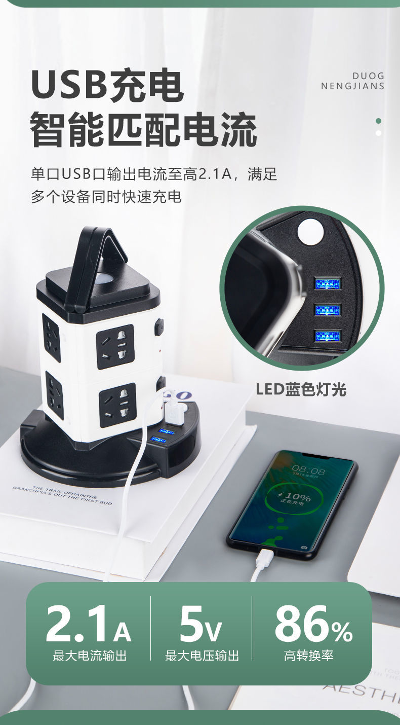 《插座板办公立式多功能usb排插带线板家用面板多孔防雷接线板 二层 8个插位 带线全长0.8米【升级版防雷防触电】》无著【摘要 书评 在线阅读 ...