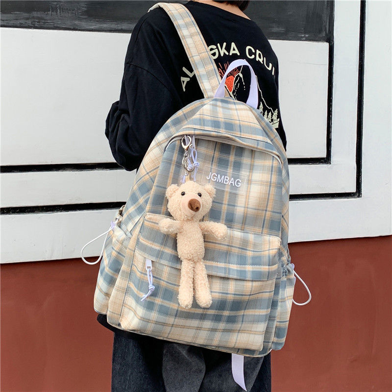 ins风书包女日系韩版森系百搭好看的高颜值背包高中大学生双肩包0235