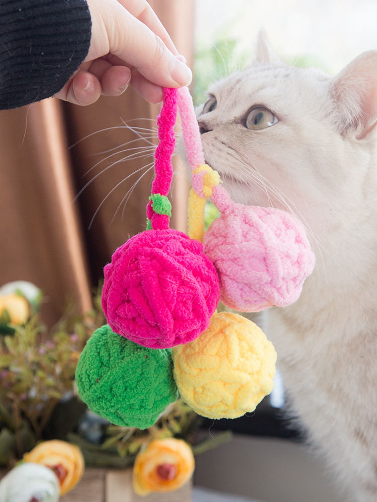 fofos两只福狸猫咪玩具球啃咬绒球毛线球铃铛球洁齿猫薄荷玩具逗趣