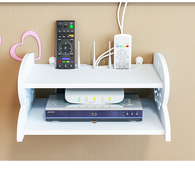 电视机顶盒架免打孔墙上置物架壁挂装饰客厅卧室路由器收纳盒隔板长59