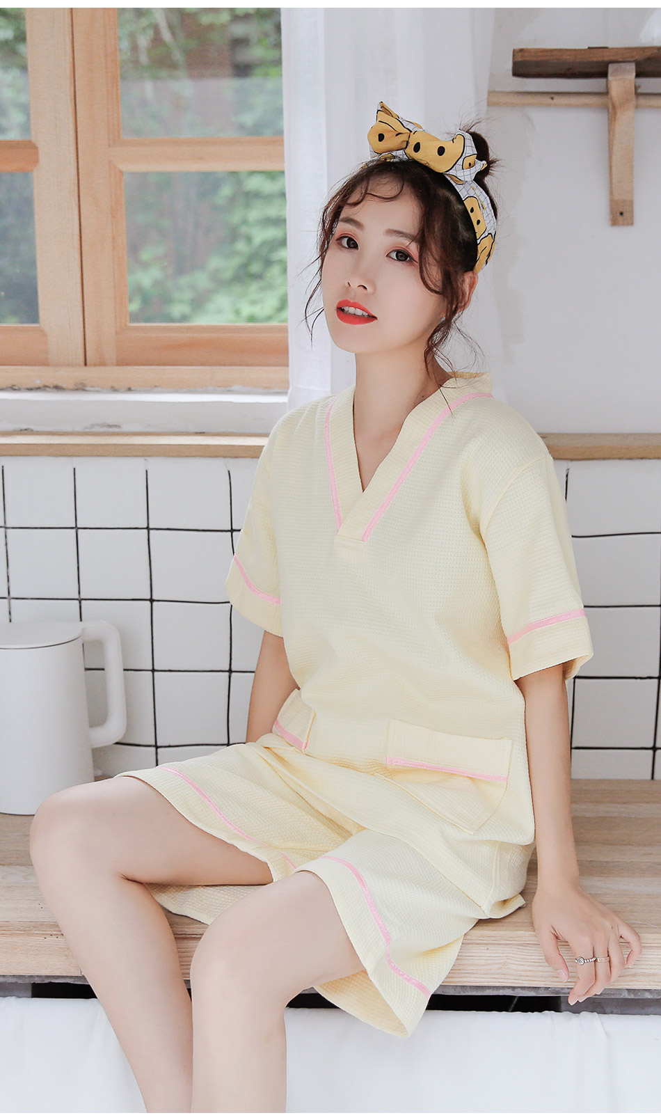 大码美容院汗蒸服女款纯棉浴服男女全棉华夫格桑拿服洗浴中心浴衣