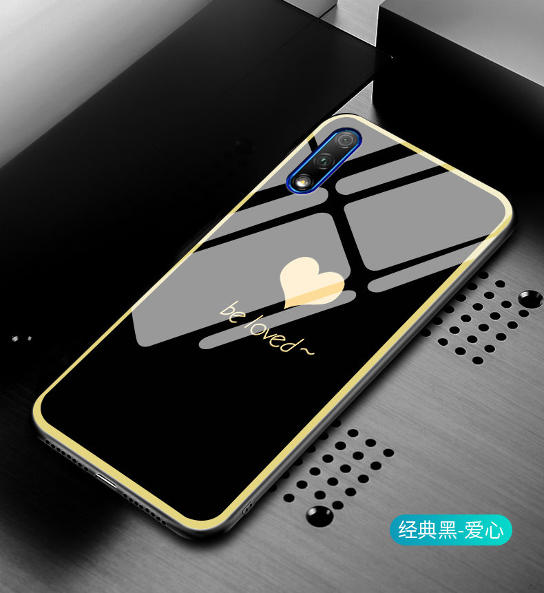 奶奶灰荣耀9x麒麟810手机壳华为honor9x爱心玻璃壳hlkal00防摔保护套