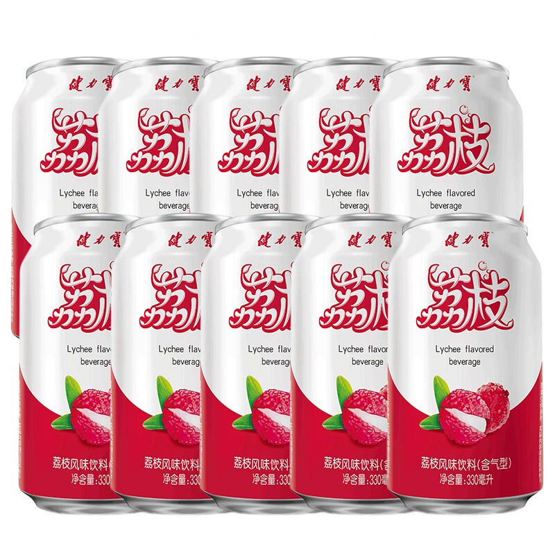 健力宝荔枝味饮料汽泡水330ml罐装荔枝汽水饮料