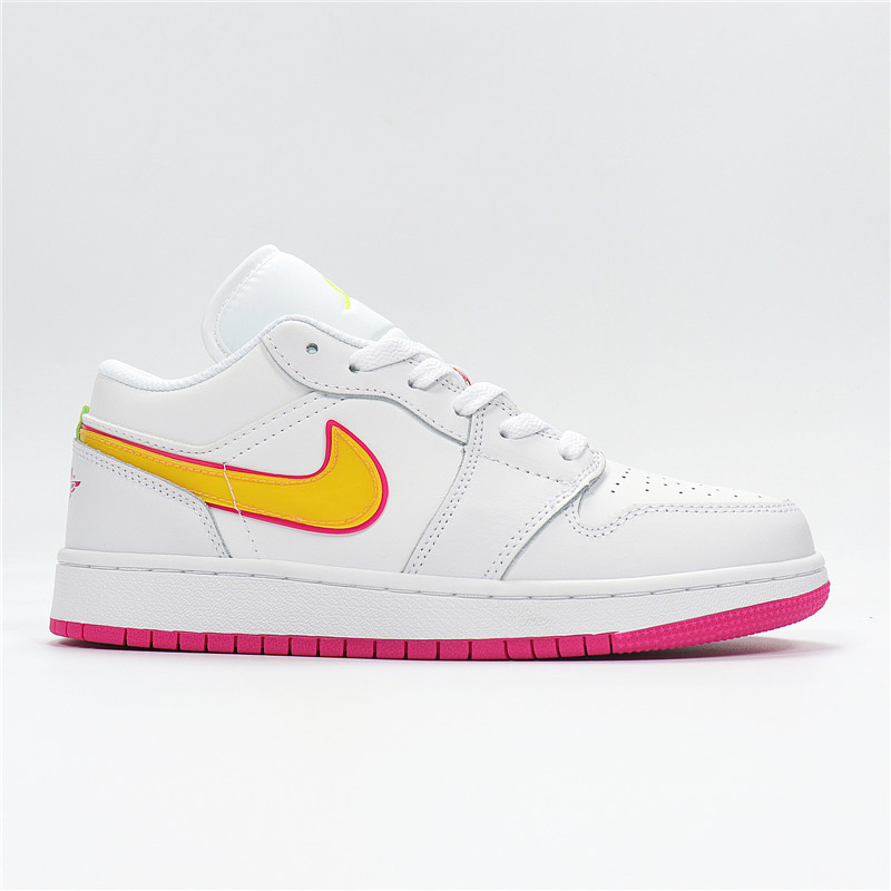 jordan1aj1白黄粉糖果女子低帮运动休闲篮球板鞋跑步鞋cv4610100