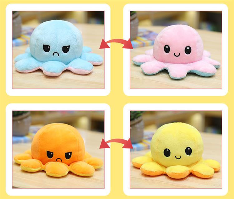 翻面小章鱼公仔八爪鱼毛绒玩具双面翻转玩偶ins同款创意礼物礼盒|彩色