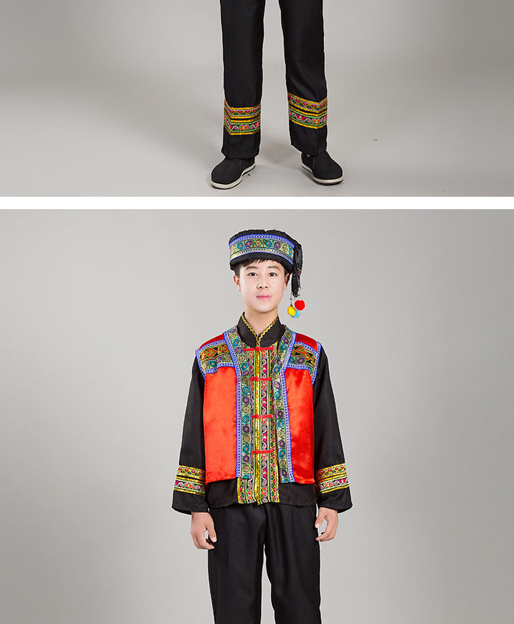 新款苗族服装男云南少数民族葫芦丝表演服装广西三月三壮族演出服