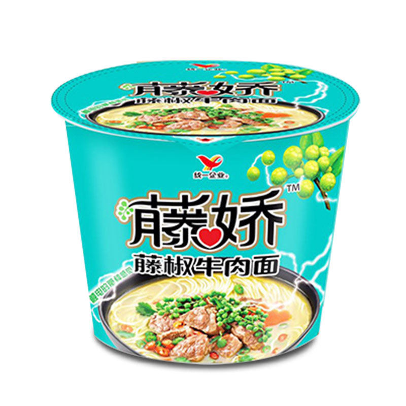 统一来一桶藤娇藤椒牛肉面12桶整箱装方便面桶装速食宵夜泡面推荐混合