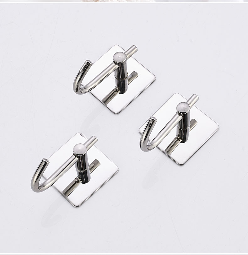 封后单钩粘钩304不锈钢强力粘胶挂钩浴室后免打孔挂钩粘钩单勾粘钩035