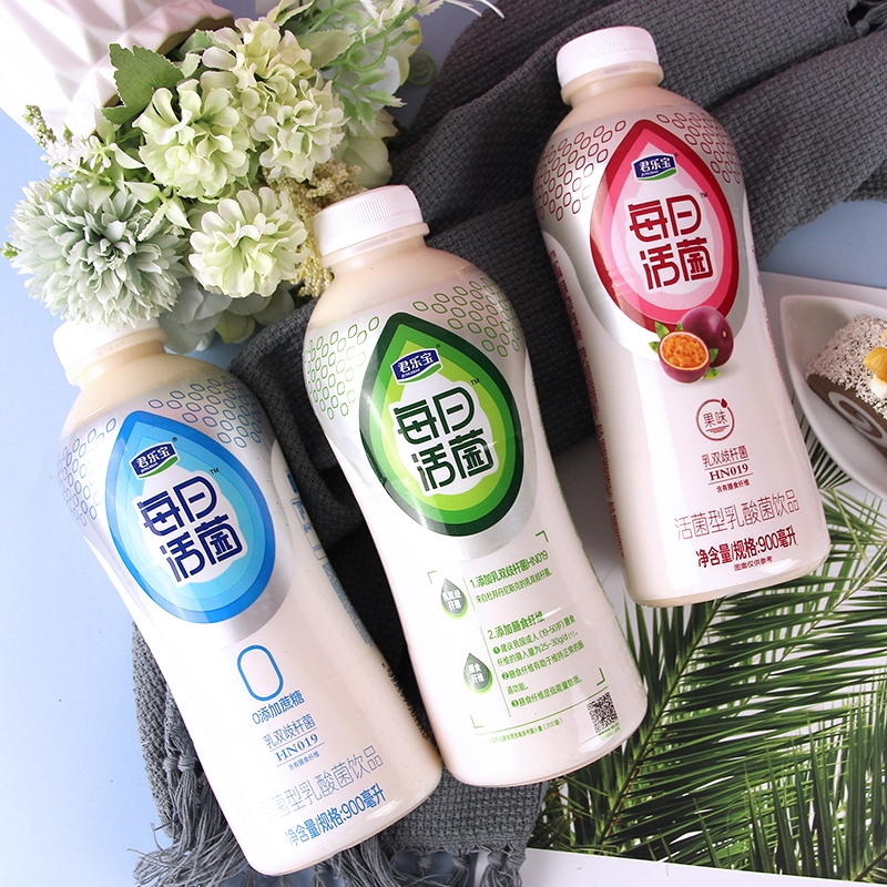 君乐宝每日活菌型乳酸菌原味果味900ml63大瓶发酵乳饮品六瓶口味随机