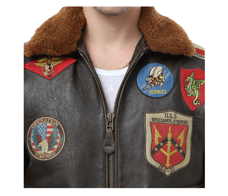 luxury lane男士山羊皮真皮皮衣 壮志凌云阿汤哥款g1飞行夹克外套