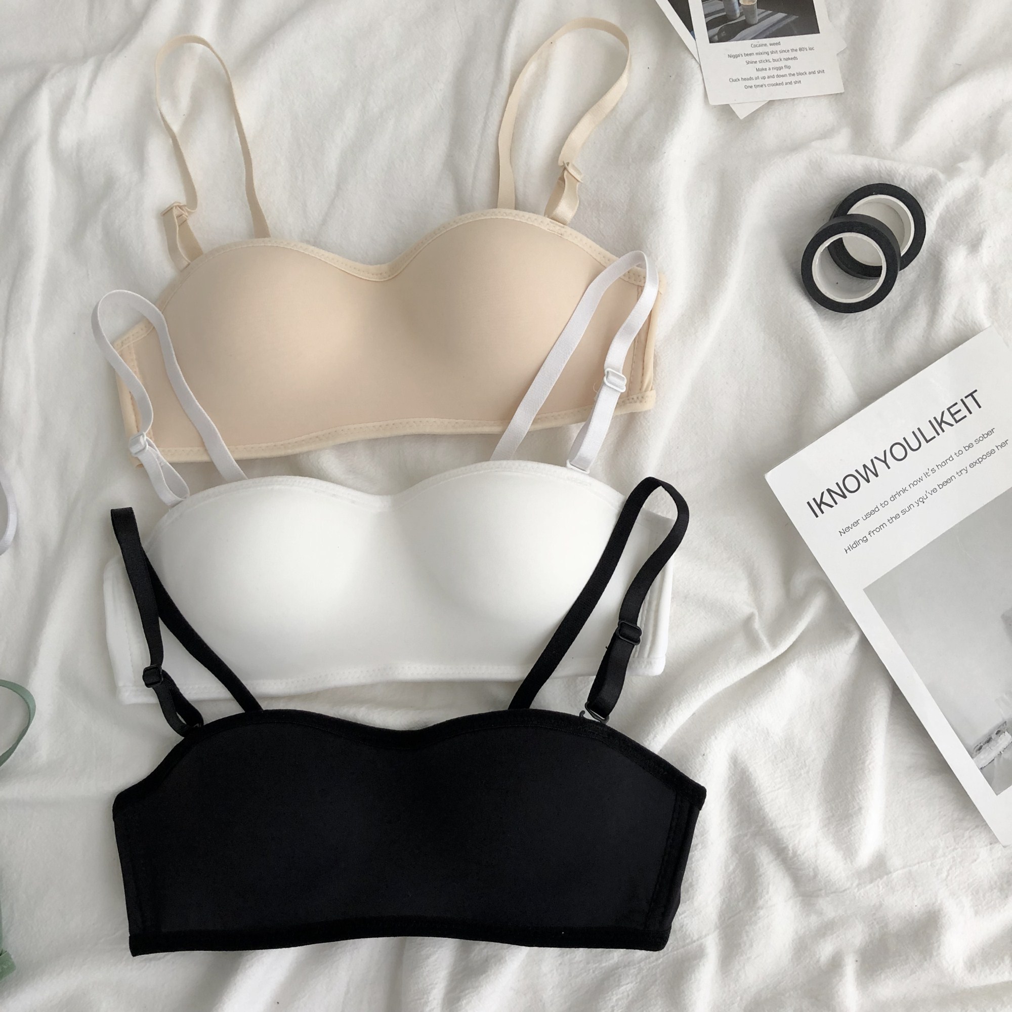 2020新款无肩带小胸聚拢防滑隐形内衣女无钢圈胸罩文胸抹胸费琳胸罩