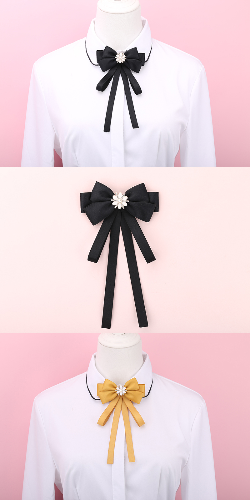newlake领结女系带百搭韩国时尚甜美蝴蝶结飘带纯色别针正装衬衣校服