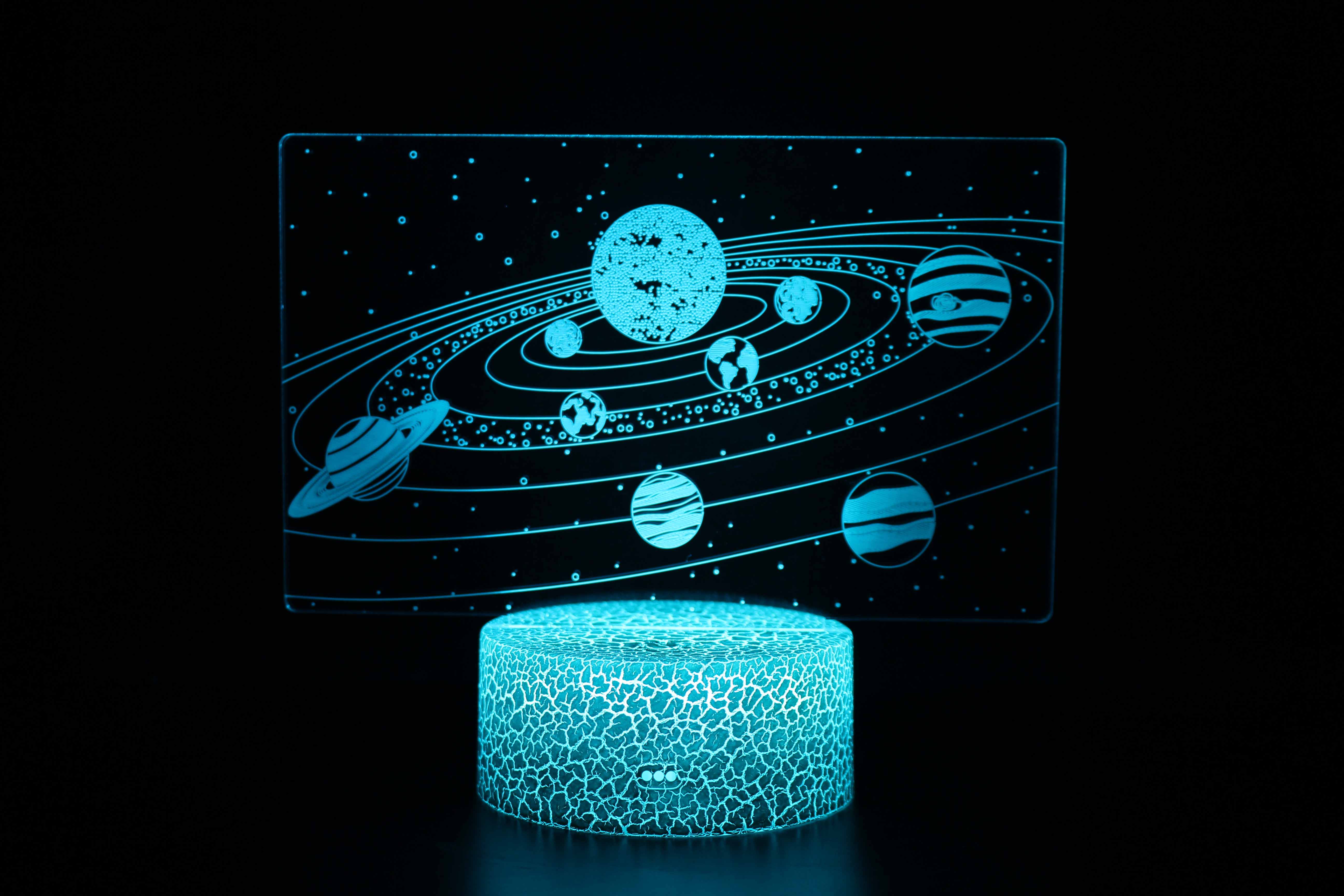 宇宙太阳系星球闪电客七彩3d小夜灯地球仪卧室视觉led台灯创意生日