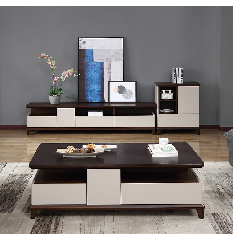 掌上明珠胡桃木色电视柜功能柜组合现代中式客厅大茶几电视柜边柜