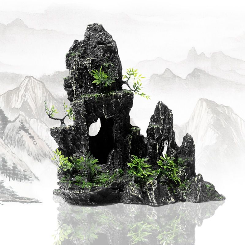 416d鱼缸造景装饰树脂假山水族箱仿真假山石生态景观套餐布景摆件组合