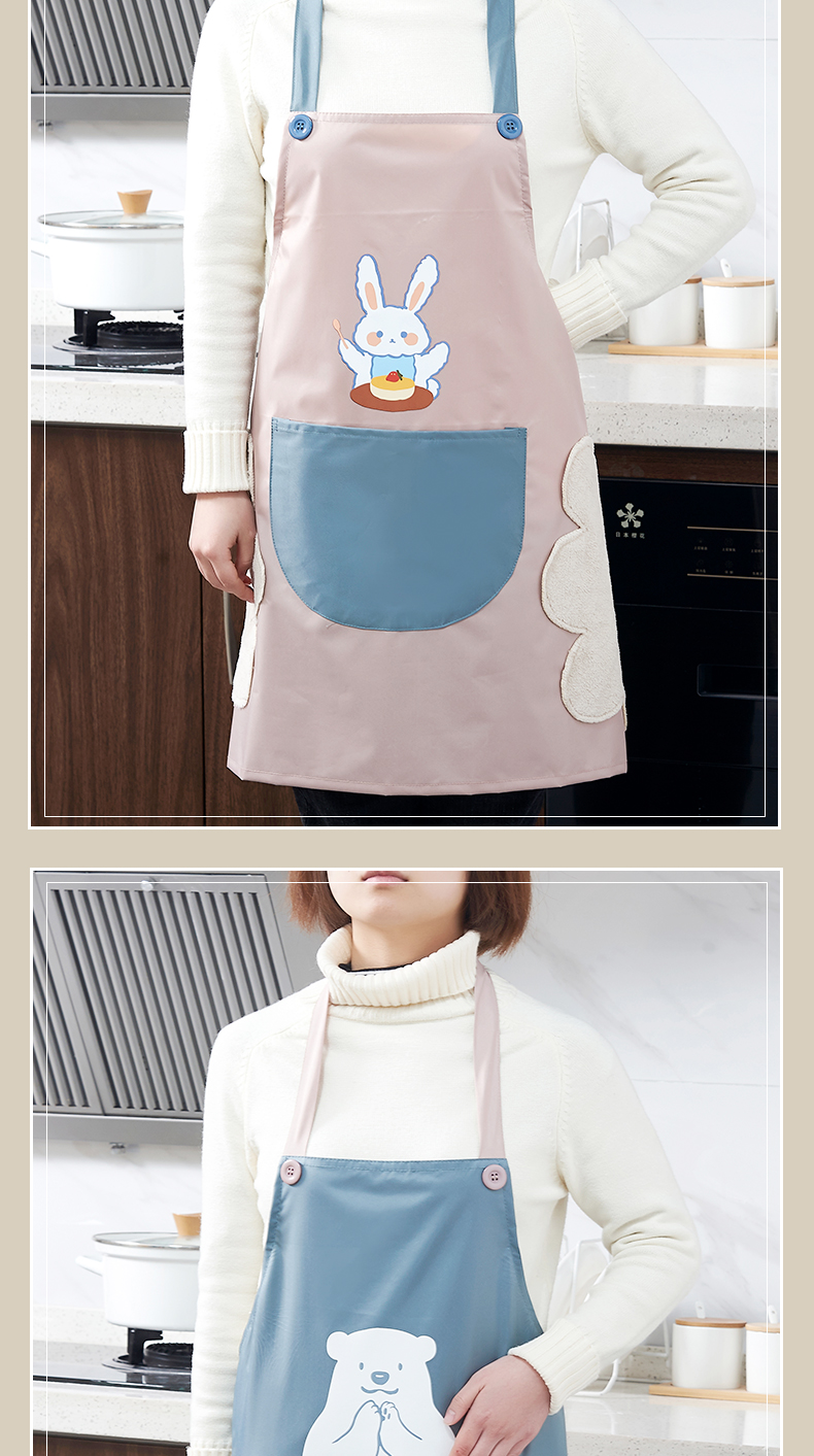 御蓝锦家用围裙厨房防水防油罩衣创意围裙时尚可爱可擦手做饭围腰工作