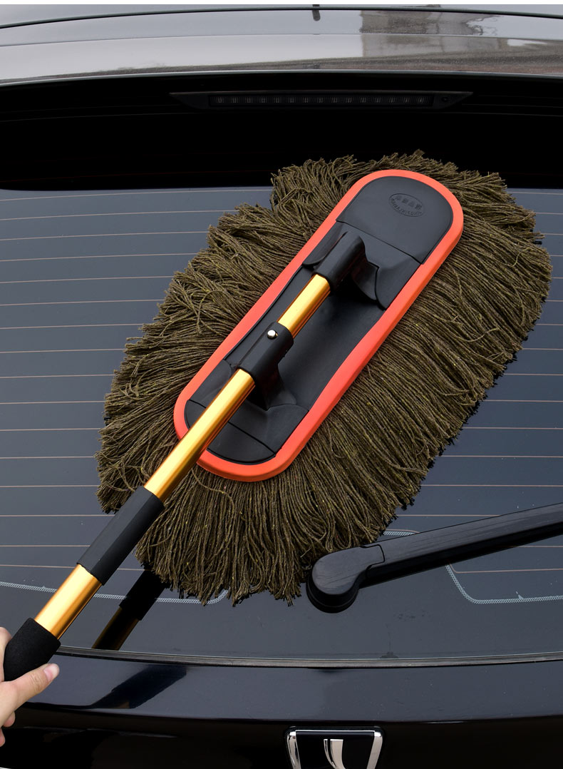 擦车拖把除尘掸子汽车扫灰拖把油车用伸缩式棉线刷车刷子专用蜡拖三维