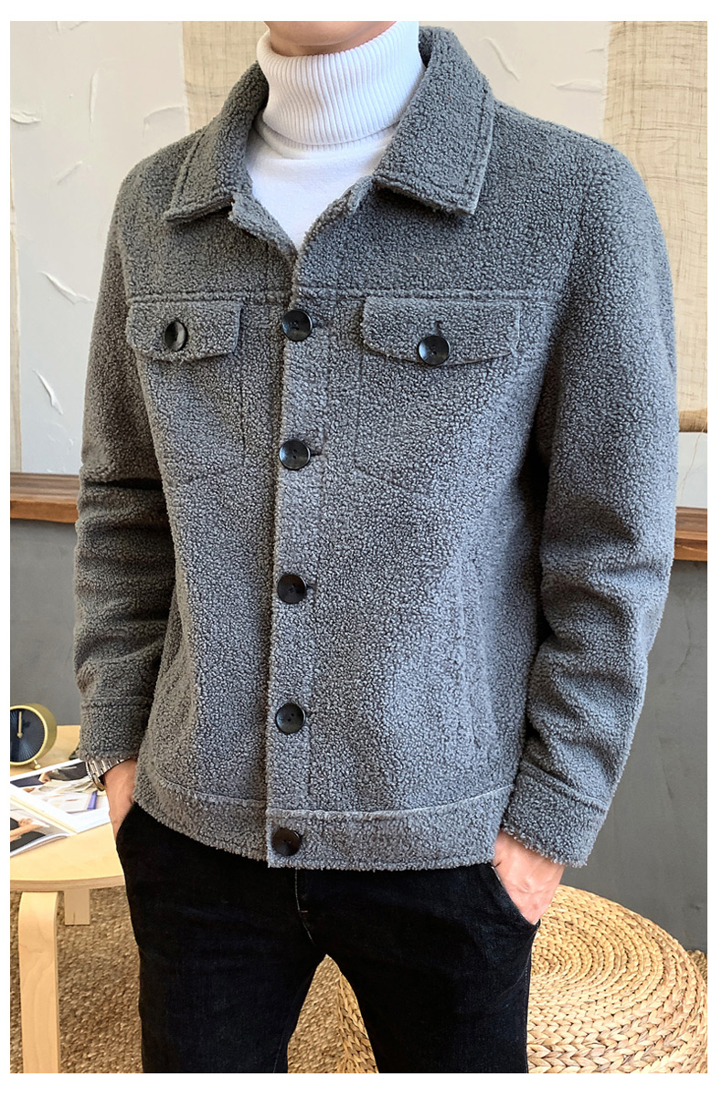 希杰狮王男士夹克 希杰狮王2019冬季新款羊羔绒外套男潮深秋韩版初冬