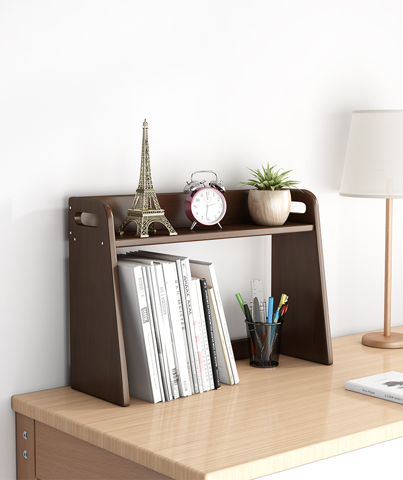 置物架儿童书桌上放书的分隔板小型多层整理架子胡桃色大号整理隔板