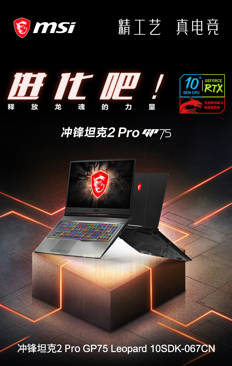 微星msi衝鋒坦克2progp75173英寸遊戲筆記本電腦十代i710750h16g512g