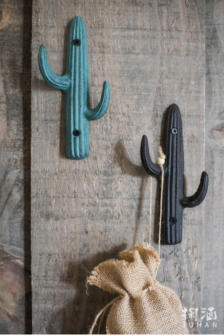 【】铸铁仙人掌挂钩墙钩zakka杂货花园装饰窗帘钩美式乡村风