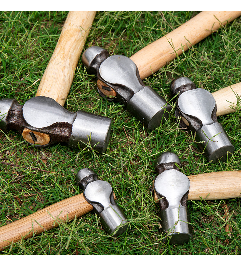 jing ping圆头小锤子工具家用圆锤锤榔头木柄小型手工diy铁锤手锤