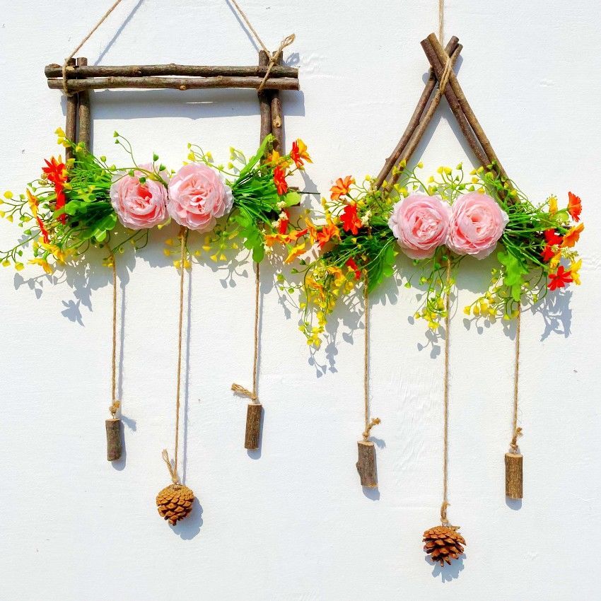 粉色木排花环装饰壁挂墙壁挂件墙上客厅挂墙房间墙饰壁饰室内饰品创意