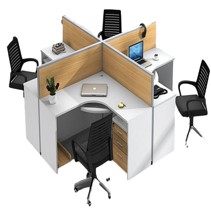 梦强十字型屏风办公桌mq-0025屏风办公桌 黄色