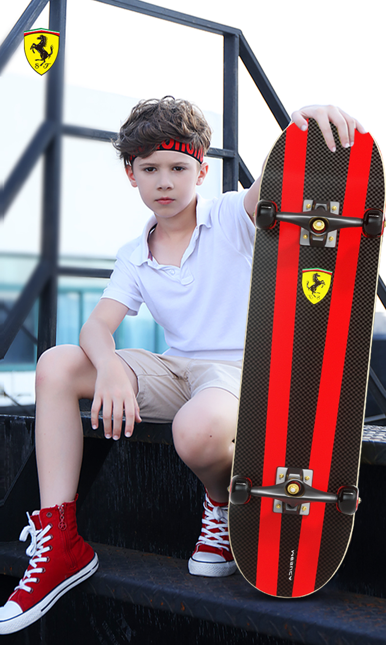 法拉利四轮滑板儿童初学者青少年小孩男8-10岁以上划板专业滑板车